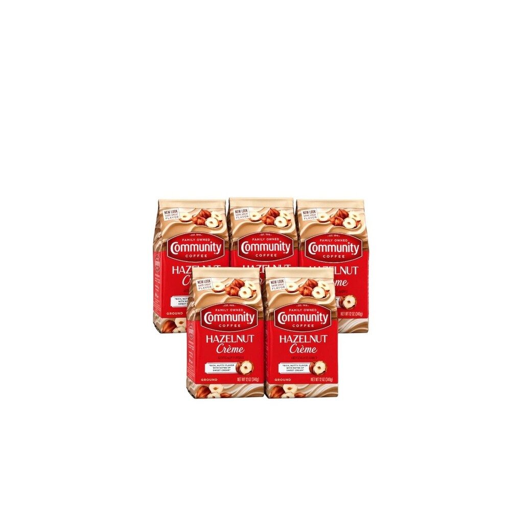 Community Coffee Hazelnut Creme Flavored 60 Ounces Medium Roast Ground Pack of 5